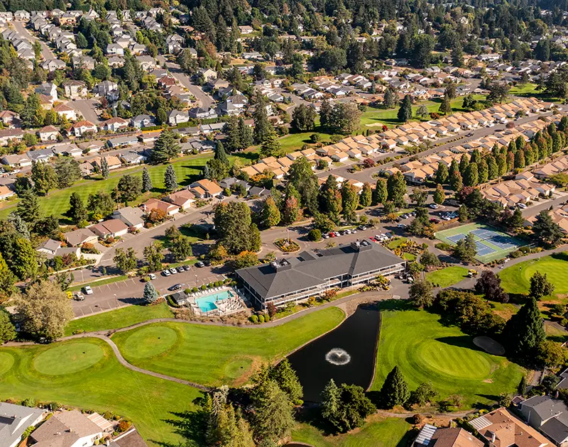 Aerial view of the Summerfield golf course located in Tigard, Oregon
